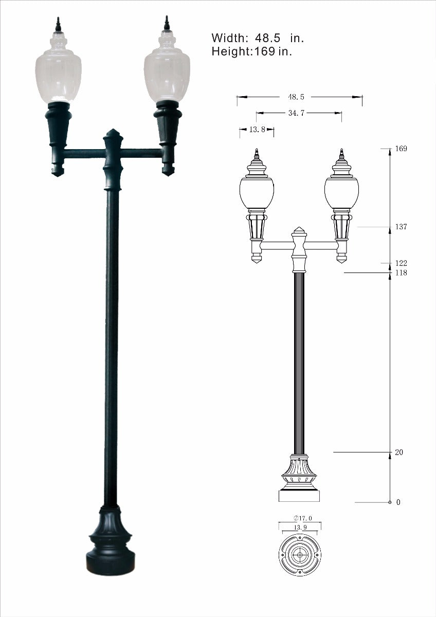 Double Head Municipal Quality Street Light Package - LED