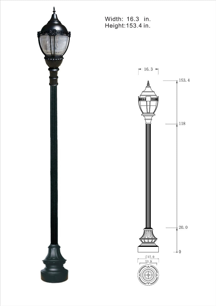 Premier Municipal Quality Street Light Package with Gold Globe - LED
