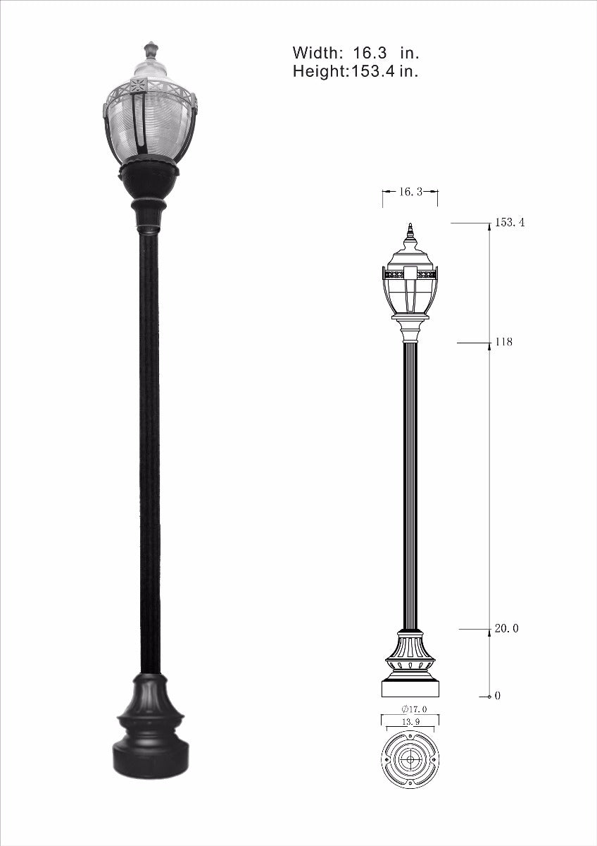 Newport Style Municipal Quality Street Light Package with Gold Trim - LED