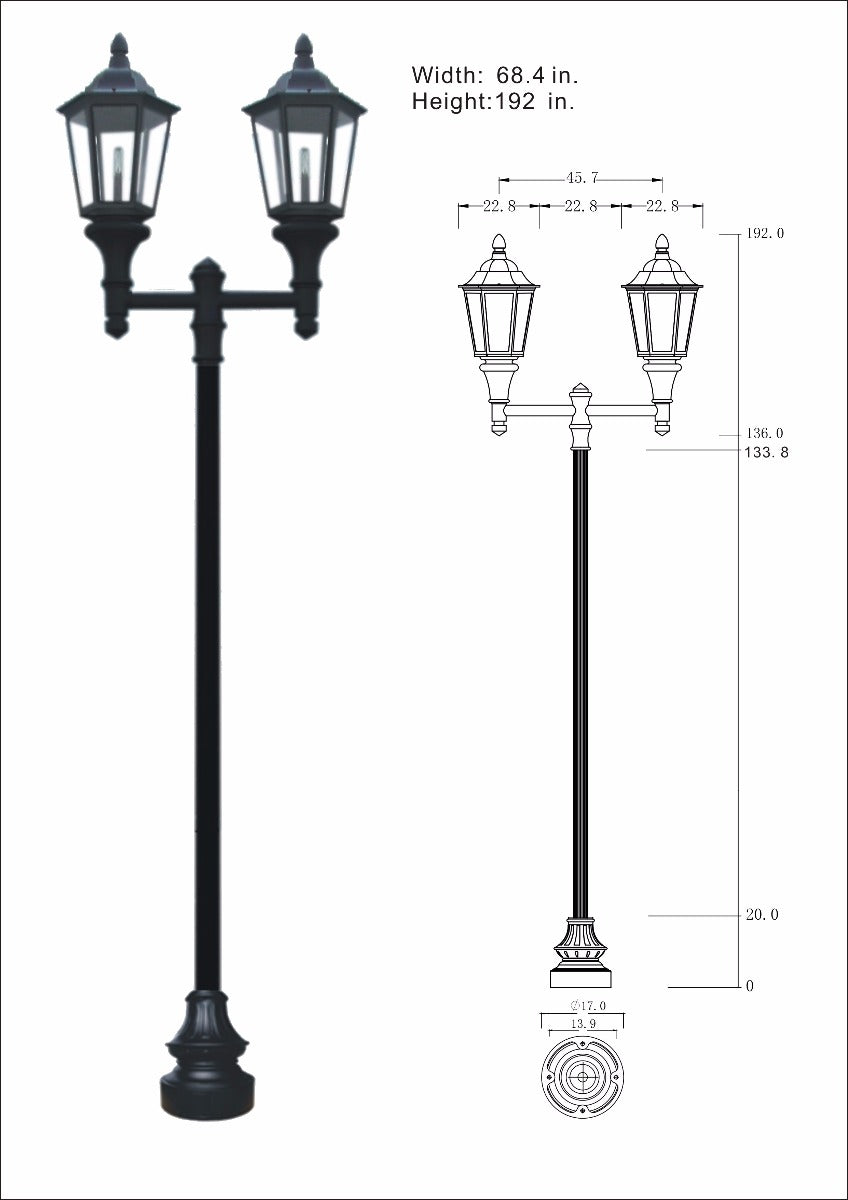 Double Lantern Style Municipal Quality Street Light Package - LED