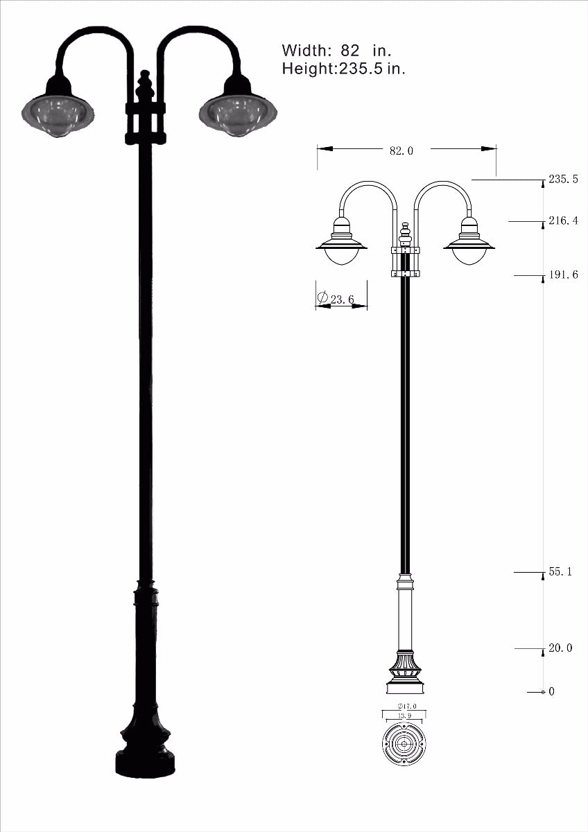 Double Fixture Dark Sky Municipal Quality Street Light Package - LED