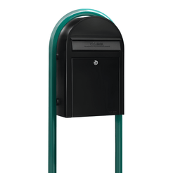 bobi classic black mailbox with round green post