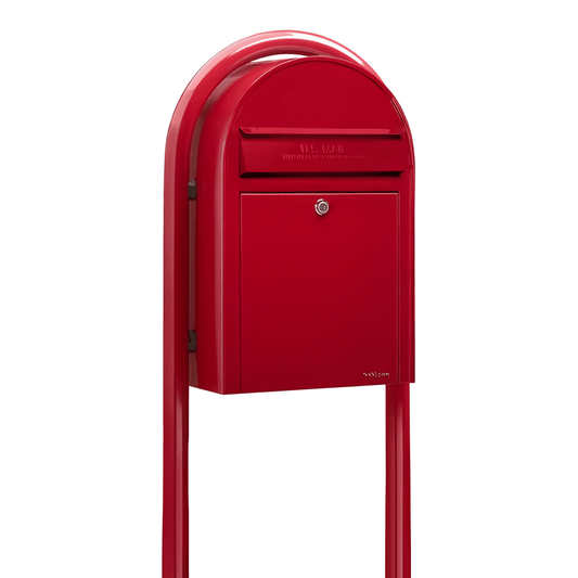 bobi classic red mailbox with round red post