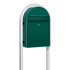bobi classic green mailbox with round white post