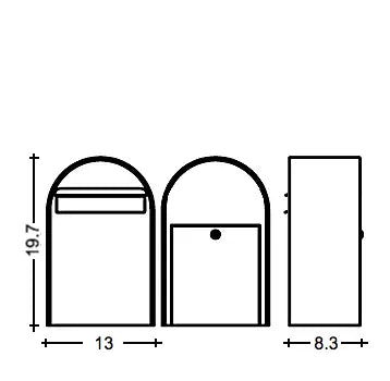 Bobi Classic B Rear Access Modern Locking Stainless Steel Mailbox and Round Zinc Post Combo