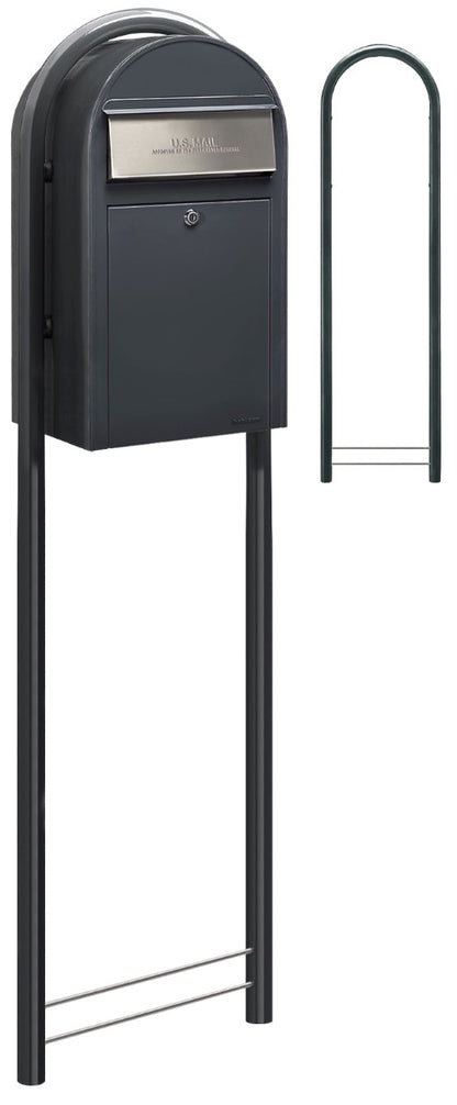 Bobi Grey Round Mailbox Post