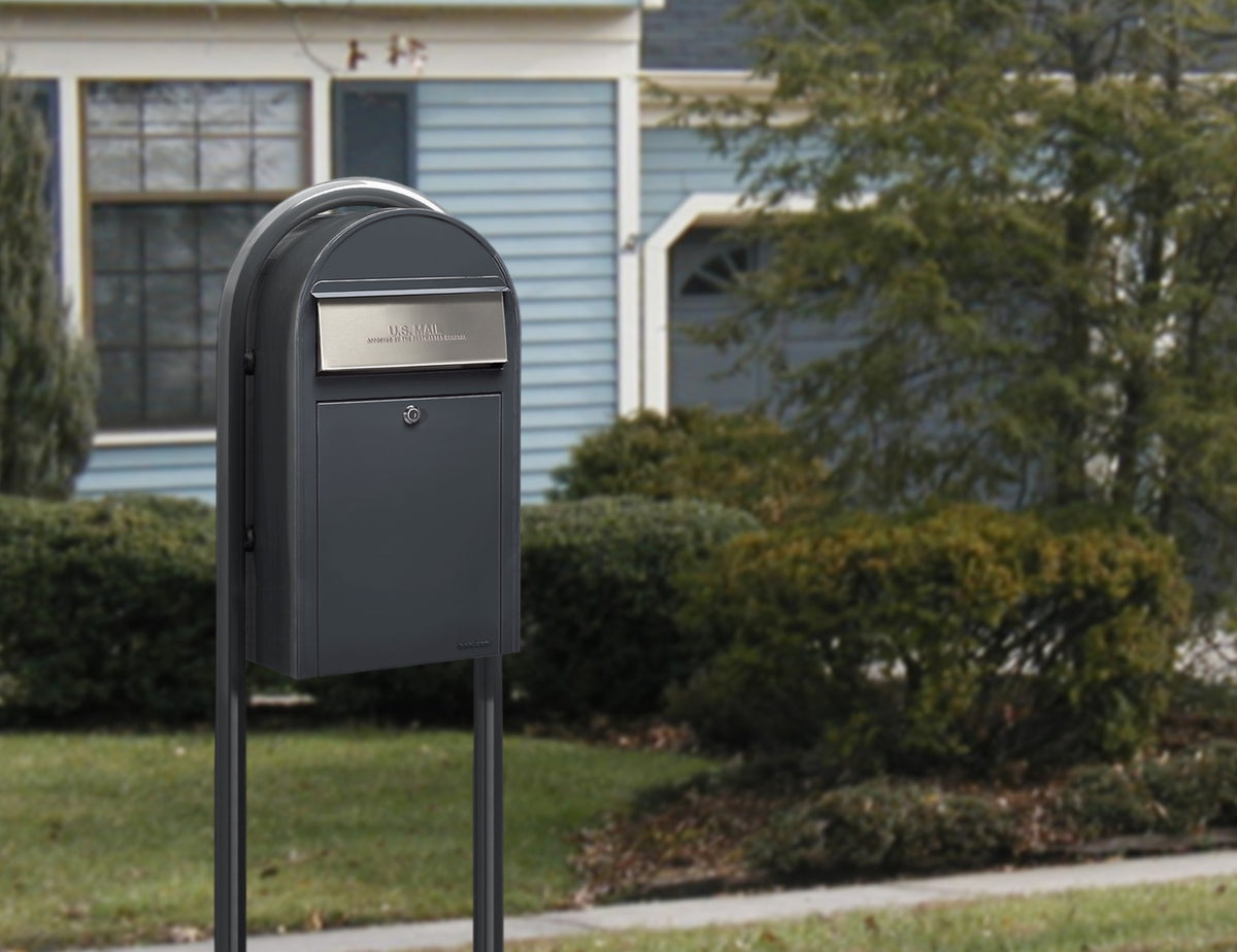 Bobi Grey Round Mailbox Post