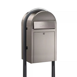 Stainless Steel Bobi Grande Mailbox with Grey Post