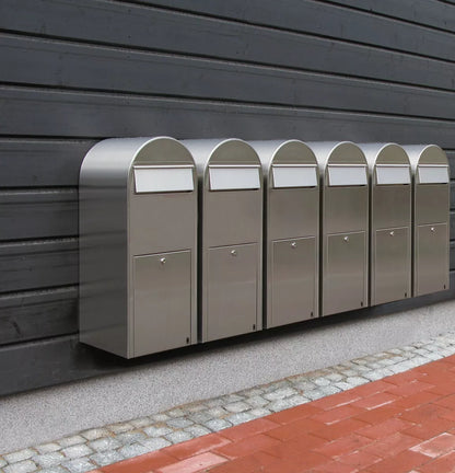 Bobi Jumbo Front Access Package Stainless Steel Mailbox and Round Red Post Combo