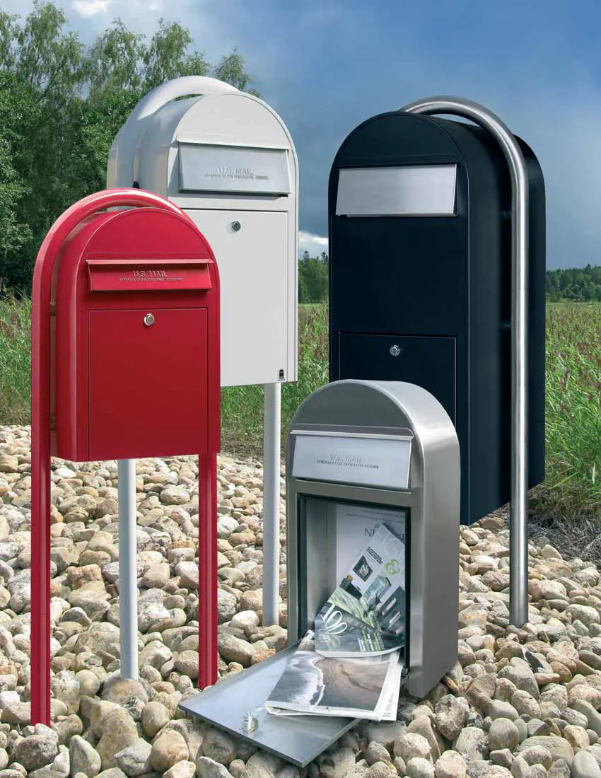 USPS Bobi Structured Black Round Mailbox Post