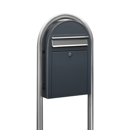 Bobi Classic Slim Front Access Modern Locking Mailbox and Round Post Combo – Multiple Color Options
