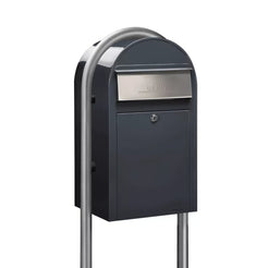 grey bobi grande mailbox with zinc post